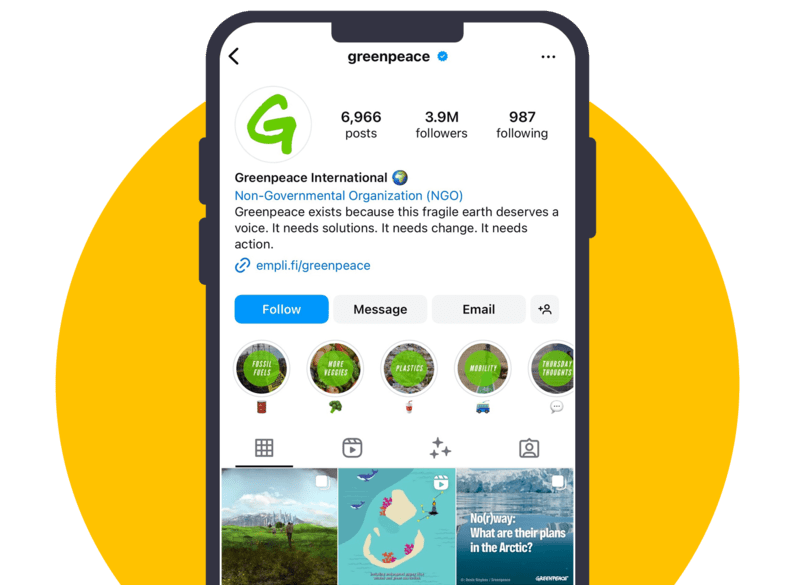 Greenpeace International’s Instagram profile