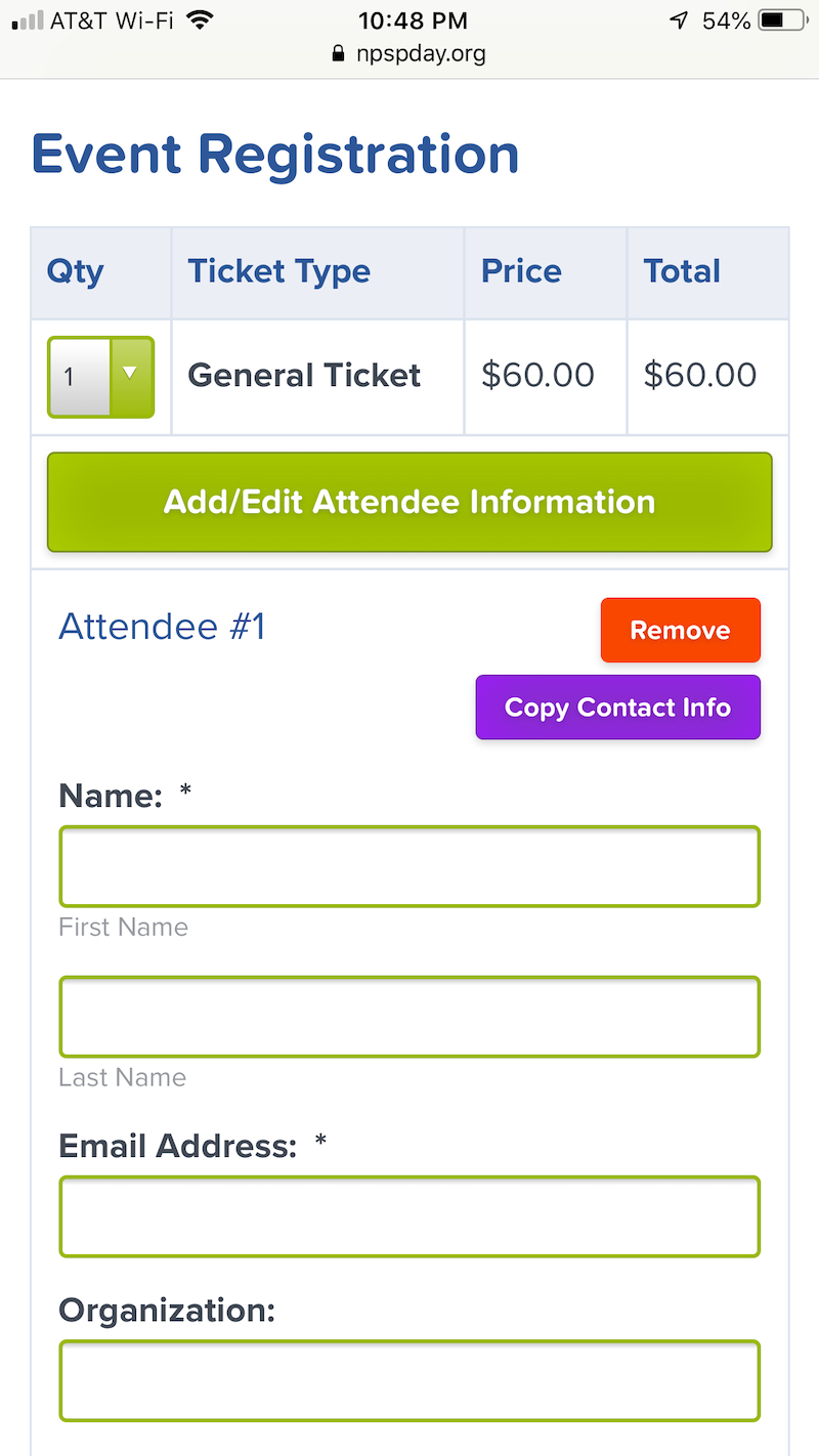 Salesforce events mobile view