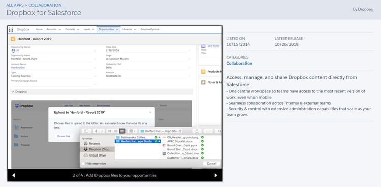 Dropbox is one of the top Salesforce apps for nonprofits because it's easy to use and integrate into your operations.