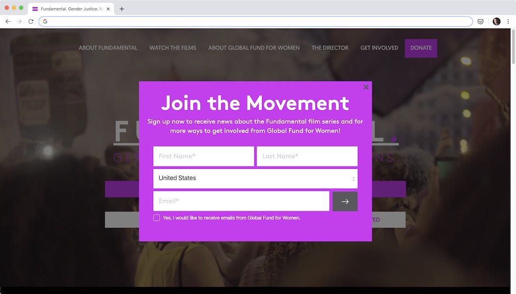 Global Fund for Women Fundamental Email Sign Up