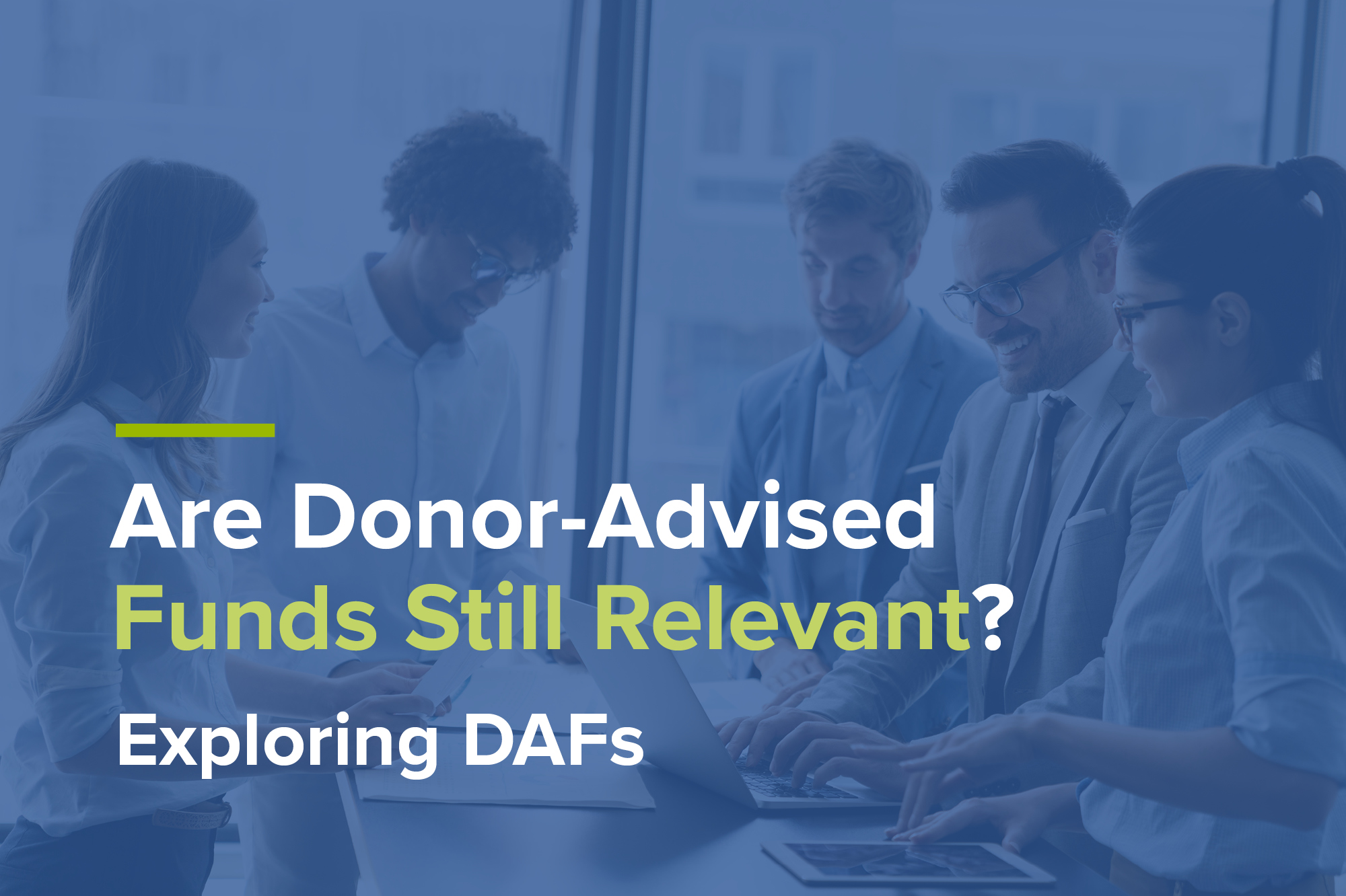 The title of the article overlaid on a photo of a nonprofit team at work